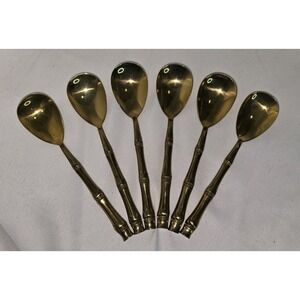 Wallace Bamboo Gold Plated‎ Set Of 6 Matching Spoons Flatware